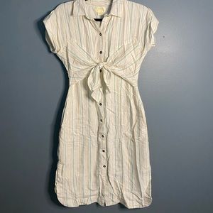 Mauve by Anthropology Elspeth Shirt Linen Stripe dress